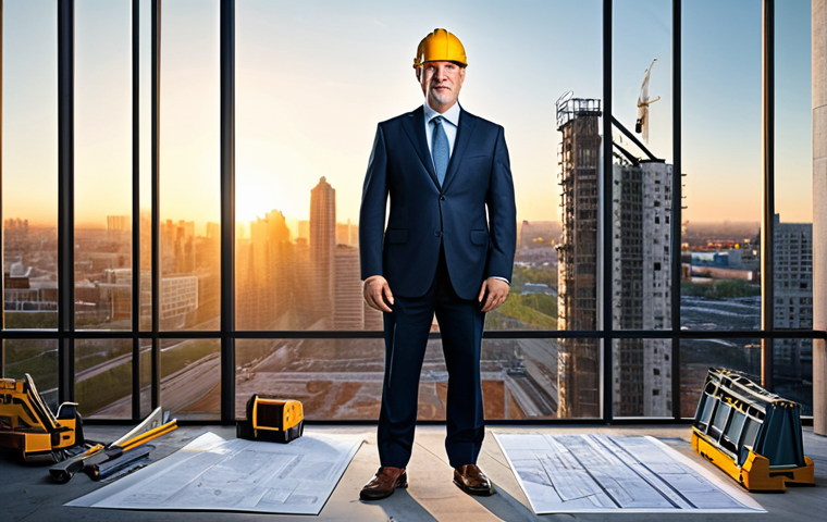 **

A resilient entrepreneur in their 40s, fully clothed in a modest business outfit, standing amidst blueprints and construction tools, symbolizing overcoming business failure and rebuilding stronger. Background: A cityscape at sunrise, representing new beginnings.  Safe for work, appropriate content, professional, perfect anatomy, natural proportions, high quality.

**